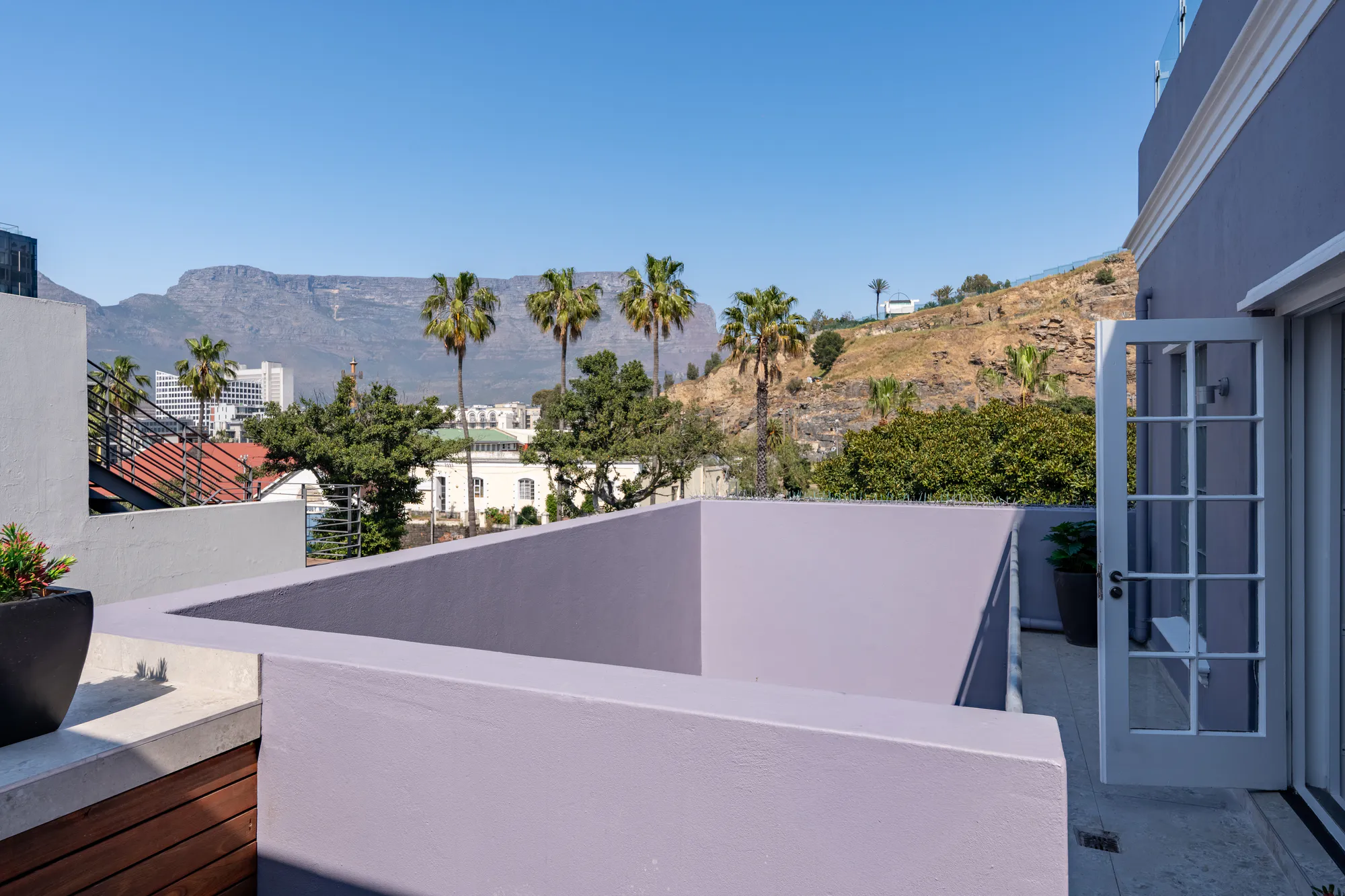 A Casa Dias rooftop terrace looking toward Signal Hill